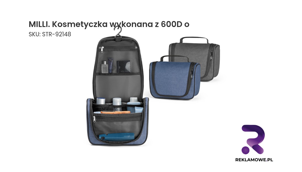 MILLI. Kosmetyczka wykonana z 600D o wysokiej gęstości Kosmetyczka MILLI wykonana z materiału 600D