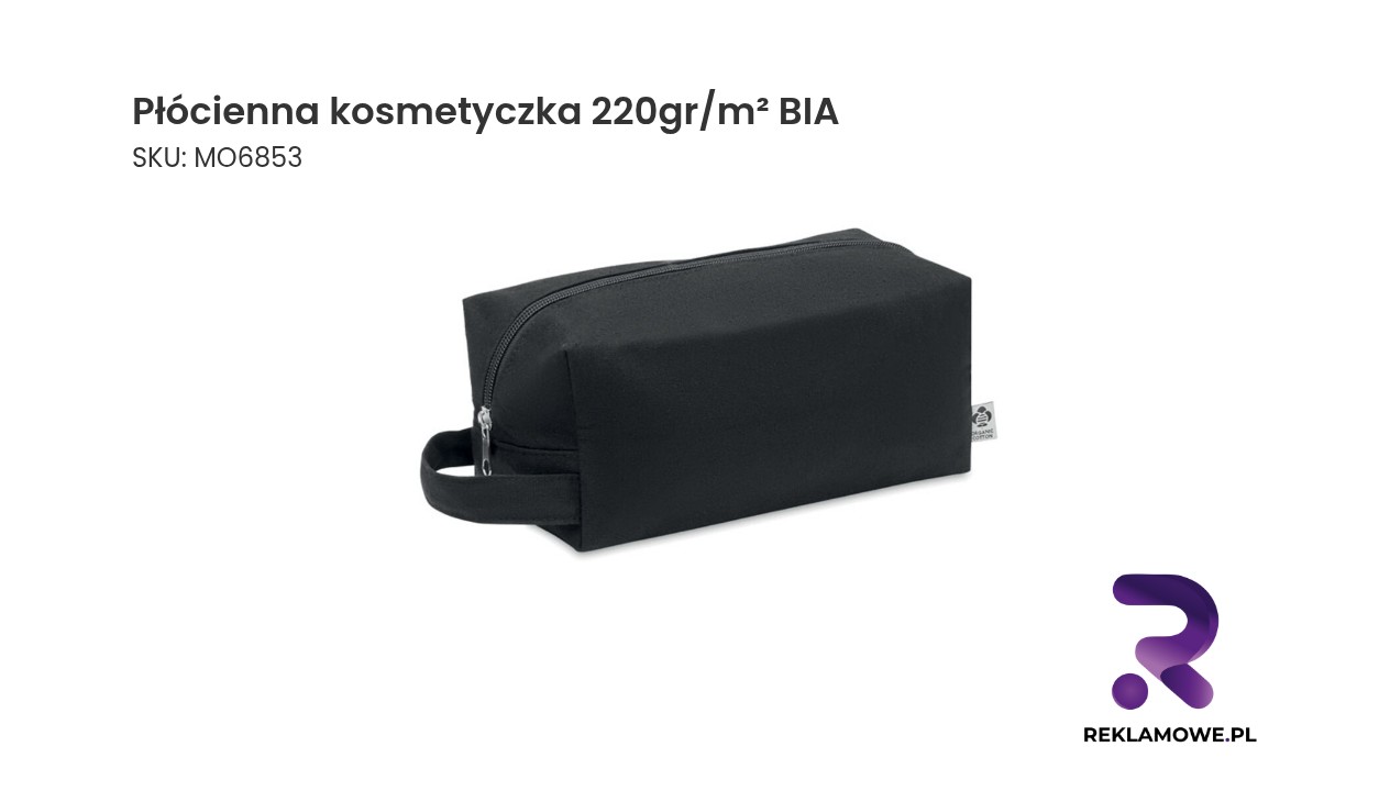 Płócienna kosmetyczka 220gr/m² BIA - praktyczna kosmetyczka z wytrzymałego płótna
