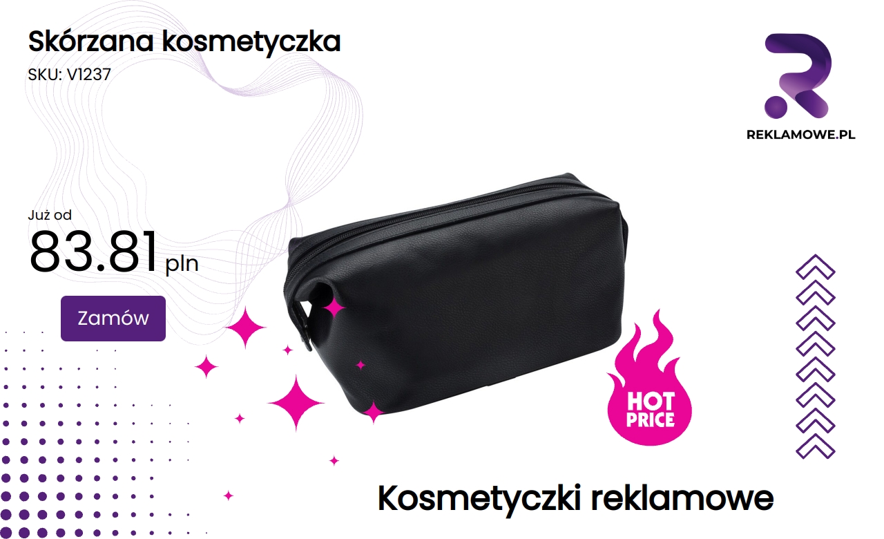 Elegancka skórzana kosmetyczka w kolorze czarnym