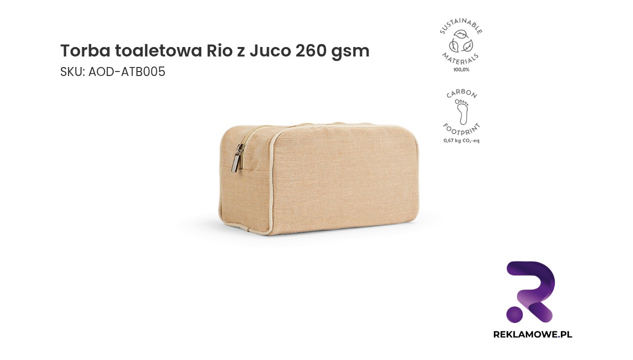 Torba toaletowa Rio z materiału Juco 260 gsm